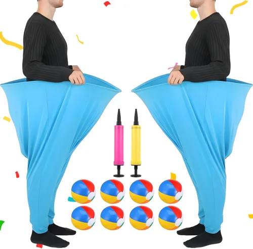 Miniatura 2 de Juego de 12 pantalones de abuela para patio – Juego gigante de fiesta al aire libre con 2 pantalones grandes, 8 bolas inflables y 2 bombas