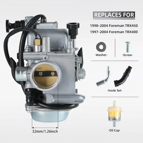 Miniatura 3 de Carburador FourTrax 300 para Honda TRX300 TRX350 Carb, Rancher 350, Foreman 400 450 con filtro de aire y aceite, cepillo de limpieza