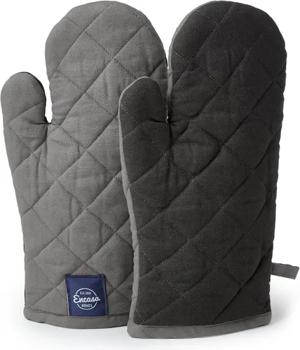 Miniatura 13 de Encasa XO Guantes de horno resistentes al calor de algodón (juego de 2 piezas) - Acolchados y seguros 30x17 cm - para cocina, cocinado y horneado