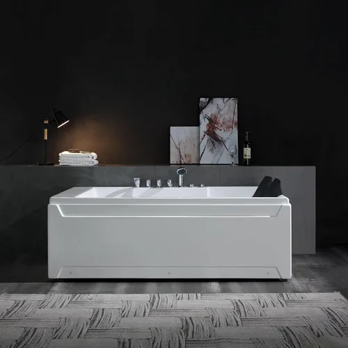 Miniatura 10 de Empava Bañera de hidromasaje de 72 x 48 pulgadas para pareja, bañera de hidromasaje de 1125 W con luz, hidromasaje, cromaterapia, certificado ETL