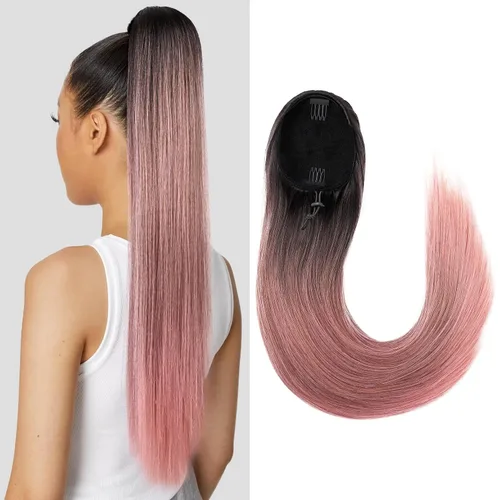 Miniatura 29 de SEIKEA Extensiones de cola de caballo con cordón, larga y recta, cola de caballo falsa, natural, suave, extensiones de cabello sintético resistente