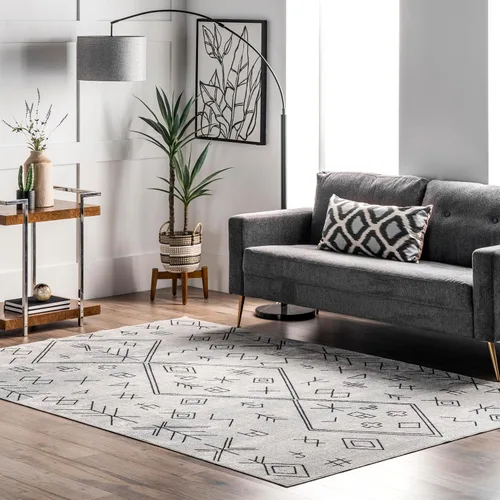 Miniatura 6 de nuLOOM Paige - Alfombra de pasillo con motivo marroquí lavable a máquina, 2 pies 8 pulgadas x 8 pies, color gris