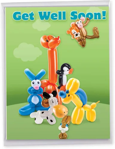 The Best Card Company - Tarjeta de recuperación jumbo (8.5 x 11 pulgadas) - Felicitación Big Feel Better Soon - Balloon Babies J7045LGWG-US