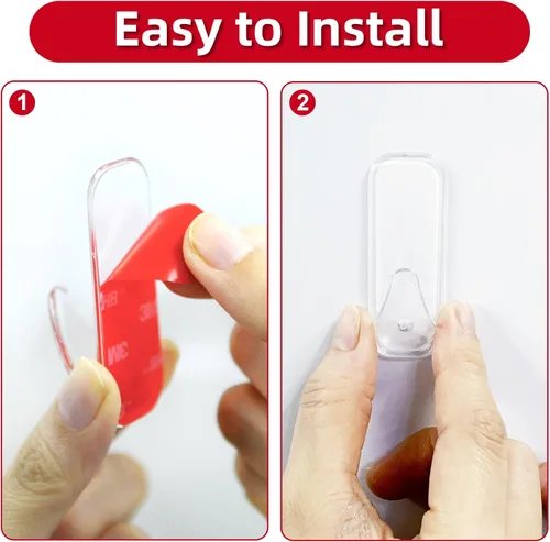 Miniatura 3 de Ganchos de pared para colgar de servicio pesado, 12 grandes autoadhesivos de pared con 16 tiras sin daño, adhesivo transparente para llaves, ducha