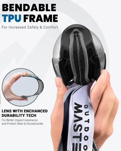 Miniatura 3 de OutdoorMaster Gafas de esquí con cubierta, gafas de nieve para snowboard OTG antivaho Juventud Vlt 99.1%