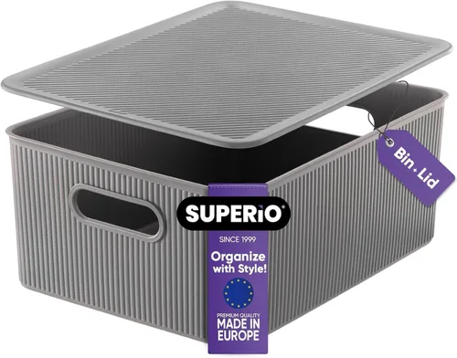 Miniatura 24 de Superio Colección acanalada - Cestas organizadoras decorativas de plástico para almacenamiento en casa, cajas contenedoras azules para organizar