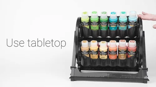 Miniatura 6 de Organizador rotacional Plaid para almacenamiento de pintura acrílica, contenedor de almacenamiento de pintura que guarda 24 botellas estándar de 2