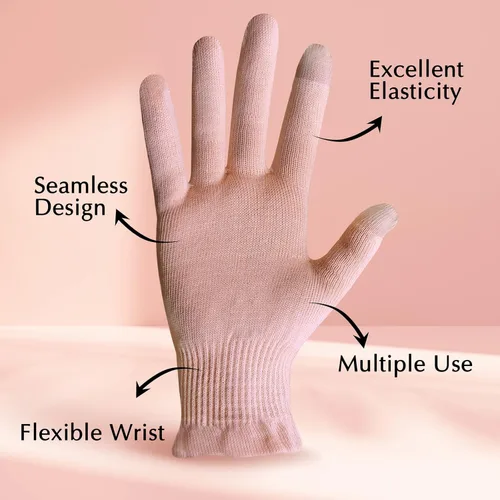 Miniatura 4 de Evridwear Guantes de algodón para belleza con dedos táctiles para SPA, eczema, manos secas, cuidado de manos, hidratación día y noche, 3 tallas