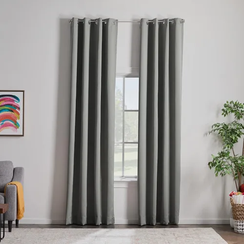 Miniatura 35 de Linenspa Juego de 2 paneles de cortinas 100% opacas, cortinas azul marino de 63 pulgadas de largo, aislamiento térmico, reducción de ruido