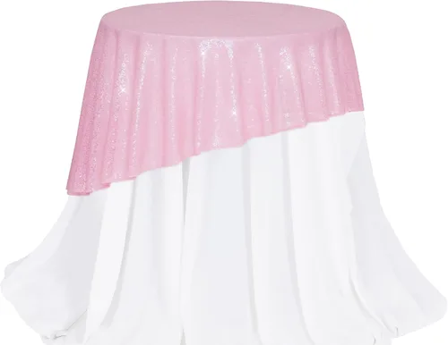 Miniatura 128 de PartyDelight Mantel de lentejuelas redondo de 50 pulgadas, color dorado claro, adorno de mesa para decoración de bodas, fiestas, cumpleaños