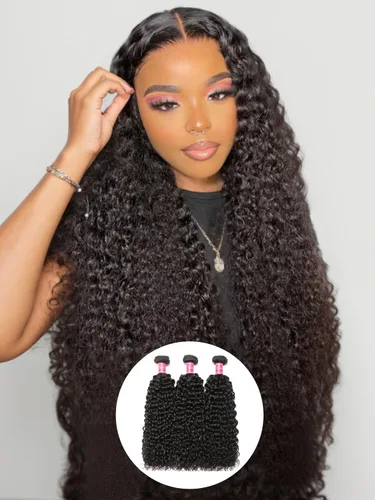 Miniatura 3 de Nadula Cabello humano rizado malasio, 3 paquetes de 12 10 8 pulgadas, 100% sin procesar virgen Jerry extensiones de trama de cabello humano rizado