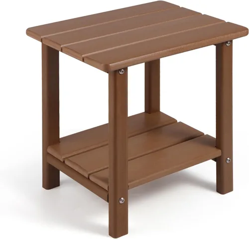 Miniatura 14 de Apolimi Mesa auxiliar de patio Adirondack, mesa auxiliar de patio resistente a la intemperie de 2 niveles, mesa auxiliar sólida de 16.5" para patio
