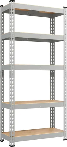 Miniatura 12 de Yaheetech Estantes de almacenamiento, estantería de metal ajustable resistente de 5 niveles, estante industrial para garaje, almacén, despensa, Plata