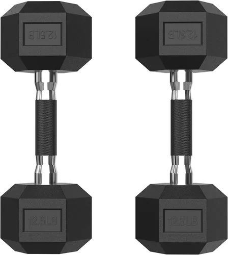 Miniatura 23 de PAPABABE HEX Juego de Mancuernas 2.5-125lb, Mancuernas de Gimnasio en Casa con Revestimiento de Goma, Mancuernas de Pesas para Ejercicio y Fitness