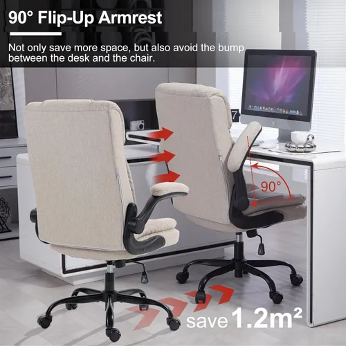 Miniatura 8 de Silla de oficina con respaldo alto, ergonómica, ejecutiva, silla de escritorio para computadora, cómoda tela, acolchada, sillas de escritorio