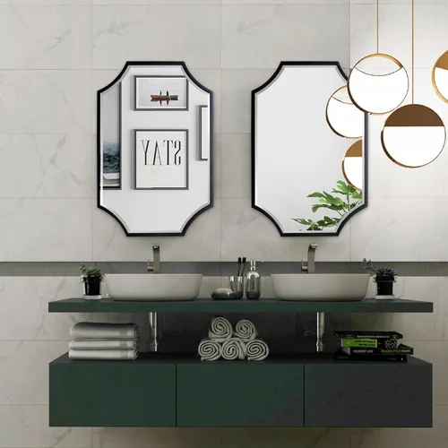 Miniatura 9 de Kelly Miller Espejo de baño negro festoneado para pared, espejo negro de 24 x 36 pulgadas, espejo decorativo de pared con marco biselado para baño
