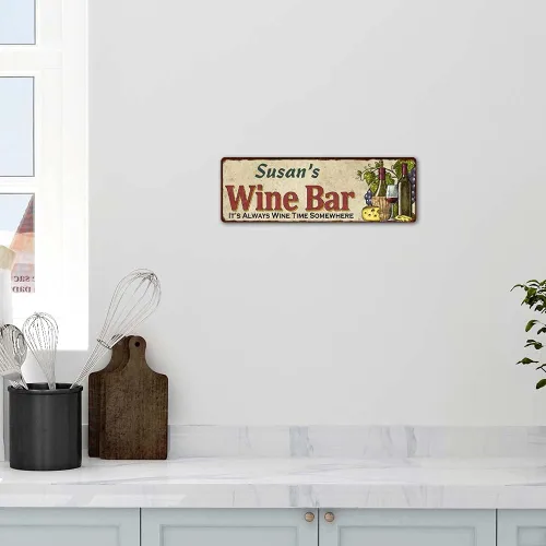 Miniatura 4 de Letrero personalizado para bar de vinos, letreros rústicos para decoración de bodega, hogar, cocina, decoración de pared, placa de estaño