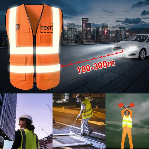 Miniatura 6 de Aolun Chalecos de seguridad de alta visibilidad, chaleco reflectante con bolsillos, logotipo personalizado, ropa de trabajo protectora para hombres