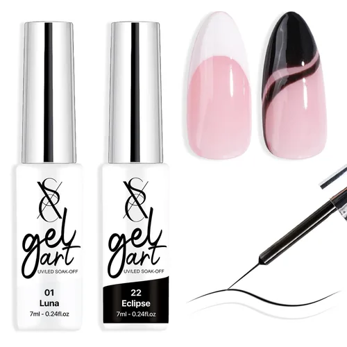Miniatura 10 de SXC Cosmetics - Juego de delineador de gel de 24 colores para arte de uñas, con cepillo fino integrado para diseños de uñas en espiral y esmalte