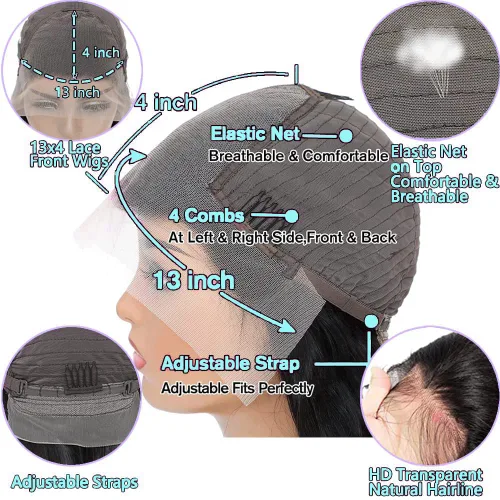 Miniatura 5 de Pelucas de cabello humano sin pegamento, prearrancadas de 13 x 4, pelucas de encaje frontal para mujeres negras, cabello humano con abuelitos, línea