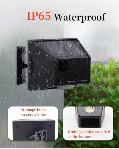 Miniatura 5 de Detector de sensor de movimiento al aire libre con alarma solar IP65 resistente al agua 129db alta sirena lámpara estroboscópica con control remoto