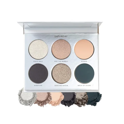 PÜR MINERALS On Point - Paleta de sombras para ojos, tonos mate, brillantes y metálicos, fórmula con infusión de cuidado de la piel Sábado (Bolds)
