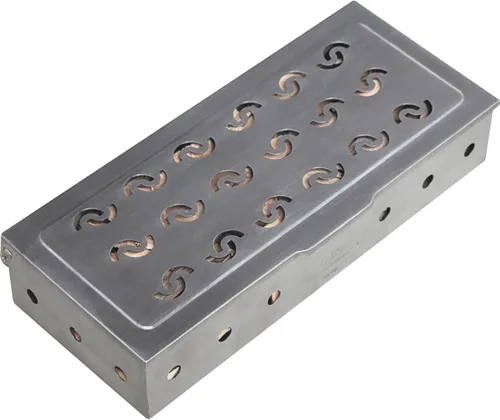 La Cuisine - Caja de ahumador para parrilla de carbón y gas de acero inoxidable, caja de ahumador de virutas de madera para barbacoa, mejora los