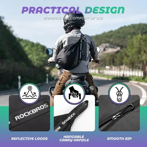 Miniatura 4 de ROCKBROS Mochila para casco de motocicleta, impermeable, ligera, mochila reflectante de gran capacidad para motocicleta, ATV, motocross, color negro