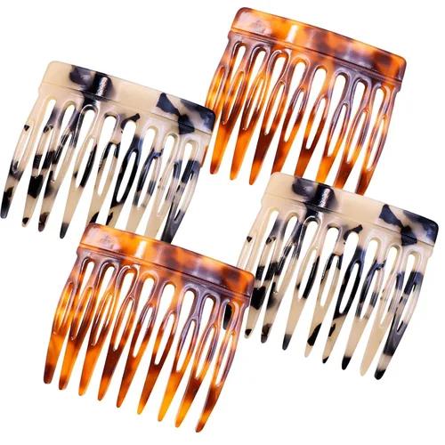 Miniatura 7 de 4 peines laterales para el cabello, pequeños accesorios decorativos para peinar el cabello, pinzas de sujeción fuerte para mujeres (negro, amarillo)