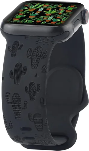 Correa de silicona grabada compatible con Apple Watch de 1.496 pulgadas, 1.575 pulgadas, 1.614 pulgadas, bonita correa deportiva impresa con láser