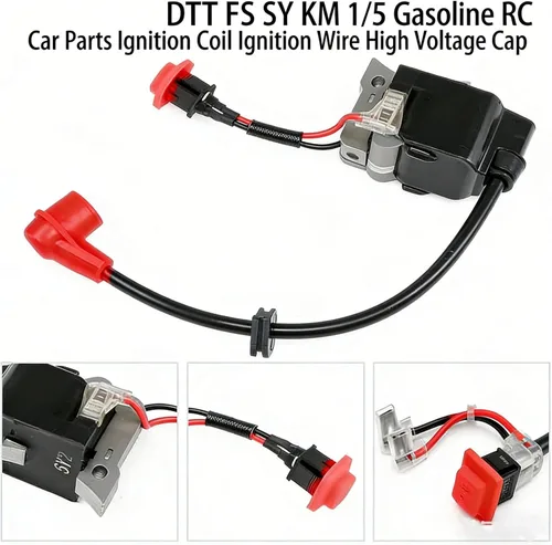 Miniatura 4 de Bobina de encendido mejorada con tapa roja para motores Zenoah Chongyang 23CC-36CC - Compatible con HPI Baja 5B 5T 5SC y FG REDCAT RC Cars