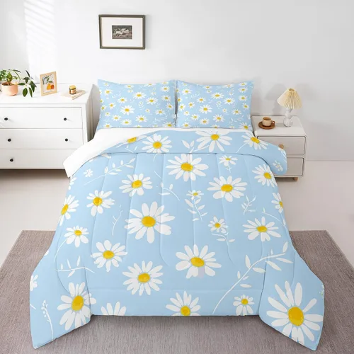 Miniatura 22 de Manfei Juego de Edredón Floral de Acuarela Tamaño Twin, Juego de Ropa de Cama de Flores Botánicas y Hojas 2 piezas, Edredón de Plumón de Flores