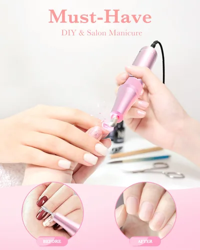 Miniatura 6 de Taladro de uñas recargable de 35000 RPM, lima de uñas eléctrica portátil profesional para uñas de gel acrílicas, kit de archivo electrónico