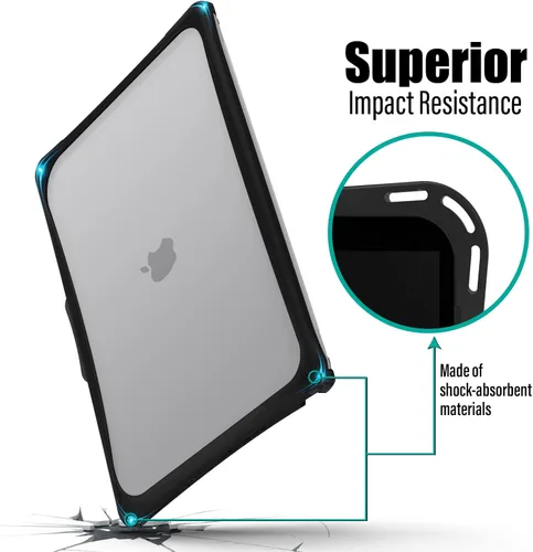Miniatura 3 de IBENZER Hexpact AT13-BK - Funda compatible con MacBook Air de 13 pulgadas 2022 2021 2020 M1 A2337 A2179 A1932, funda protectora resistente