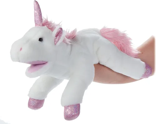 The Petting Zoo Marioneta de peluche de unicornio de mano, regalos para niños, animales de marioneta, juguete de peluche interactivo de unicornio de