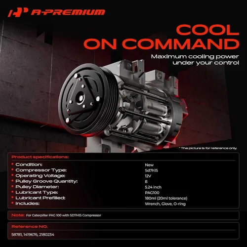 Miniatura 2 de A-Premium Compresor de A/C con embrague compatible con el estilo Caterpillar SD7H15
