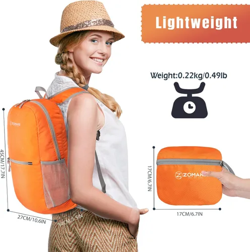 Miniatura 2 de ZOMAKE Mochila ultra ligera y compactable Mochila de senderismo resistente al agua, Mochila pequeña Mochila de camping al aire libre plegable