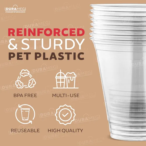 Miniatura 5 de Durameg [100 unidades – 12 onzas.] Vasos desechables de plástico PET transparente con tapas de cúpula
