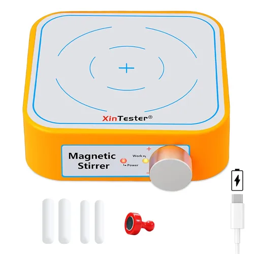 Miniatura 11 de Xin Tester Mini agitador magnético de 3000 RPM, mezclador magnético de laboratorio recargable máximo de 3 litros con 4 barras de agitación para Azul