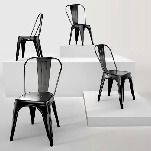 Miniatura 13 de Juego de 8 sillas de comedor de metal, sillas apilables estilo tolix con respaldo, diseñadas para el comedor diario, en interiores, cocina y comedor
