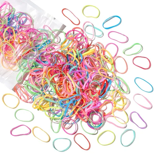 Teenitor Lazos para el cabello, bandas de goma para el cabello para niños y niñas, elásticos finos y pequeños, colores, 300 unidades D-Multicolor