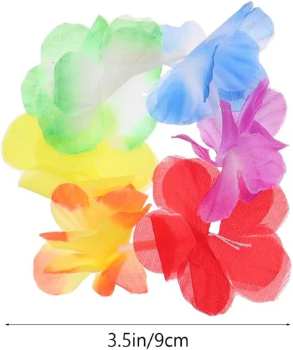 Miniatura 4 de ABOOFAN 20 pulseras hawaianas de flores Lei: pulsera de flores de hibisco, correa elástica floral para el cabello, decoración de mano, suministro