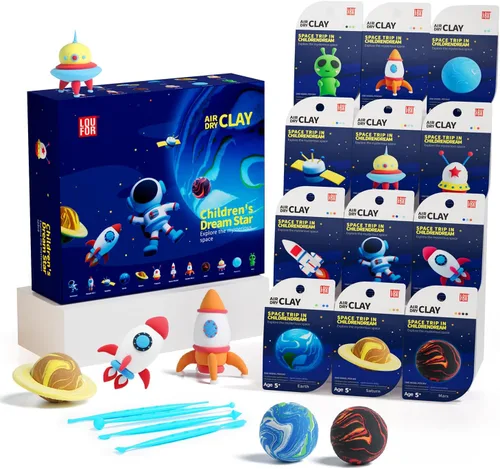 Miniatura 10 de LOUFOR Kits de arcilla de secado al aire – Arcilla de modelado para niños, ultraligera y suave, segura y no tóxica, 12 cajas de arcilla mágica