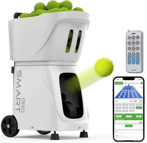 PT-SMARTPro - Máquina de pelotas de tenis, servidor profesional de bolas automático con aplicación para control de Apple Watch, 20 puntos de Blanco