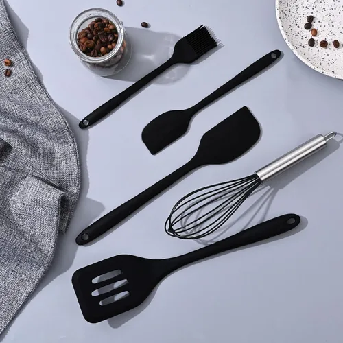 Miniatura 2 de Juego de 5 espátulas de silicona, juego de espátulas para batir resistentes al calor, utensilios de cocina con cepillo de pastelería y batidor, mini