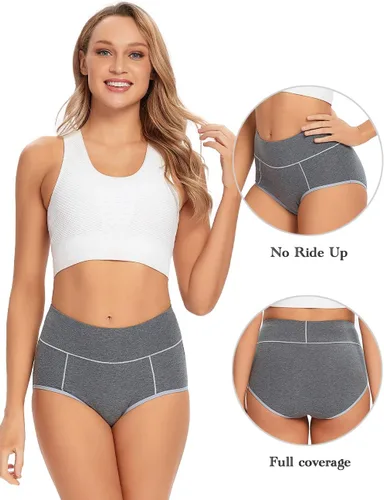 Miniatura 3 de POKARLA - Ropa interior de algodón y con cintura alta para mujer, es suave, es transpirable, son calzones elásticos, con talla regular