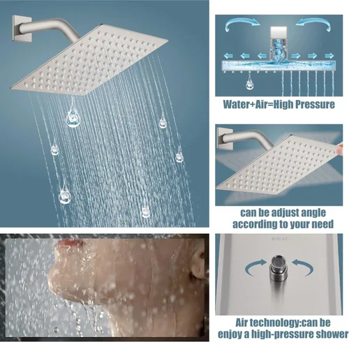 Miniatura 4 de Aolemi Sistema de ducha tipo lluvia, juego combinado de cabezal de ducha con relleno de bañera, ducha de mano, válvula de lujo incluida para montaje