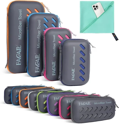 Miniatura 16 de BAGAIL - Toalla de camping con funda de EVA, toalla de viaje de microfibra compacta y ultrasuave, toalla de viaje súper absorbente y ligera de Gris