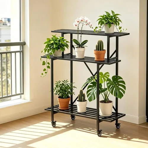 Miniatura 15 de Estante colgante para macetas, resistente soporte para plantas, enrejado, soporte para plantas de múltiples capas para el hogar, jardín, balcón