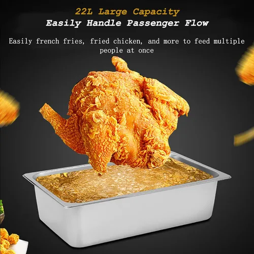 Miniatura 3 de Freidora eléctrica de 22.8 cuartos de galón con temporizador, freidora de cocina de acero inoxidable con cesta y tapa para pavo, papas fritas